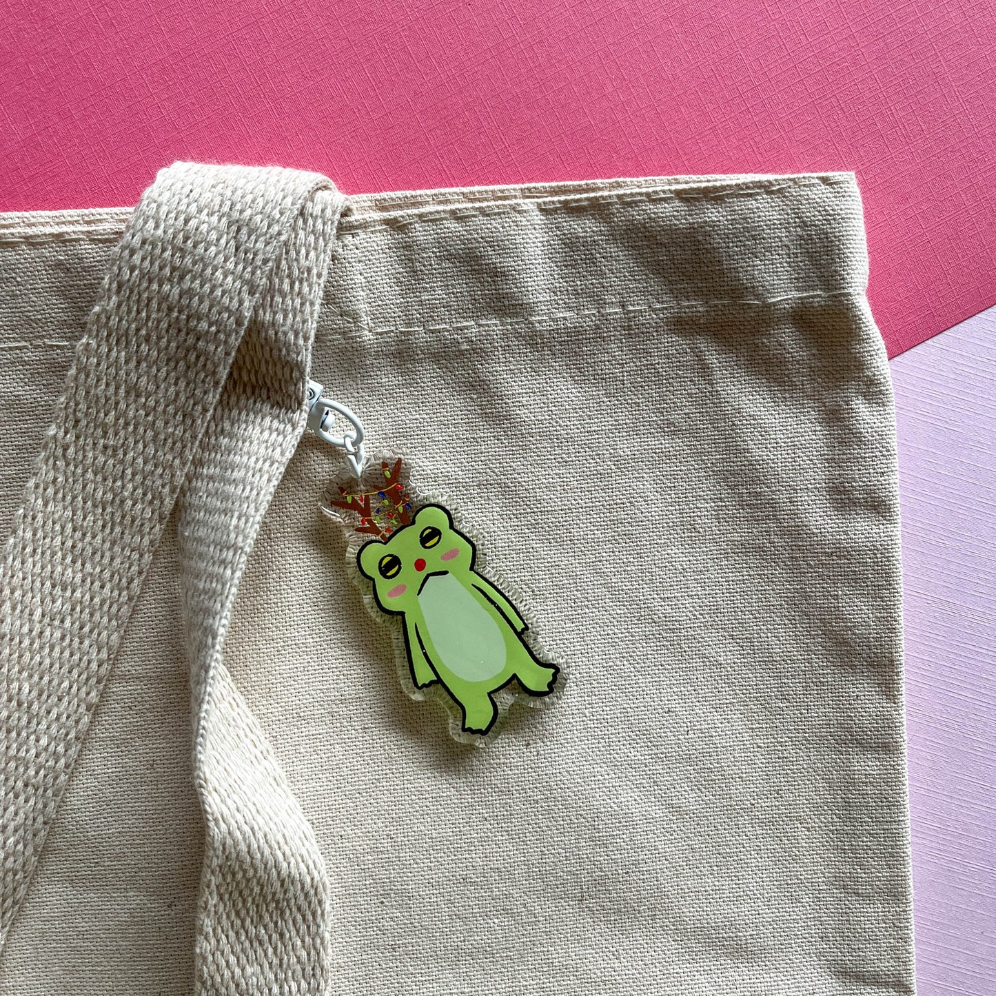 Reindeer Christmas Frog Keychain