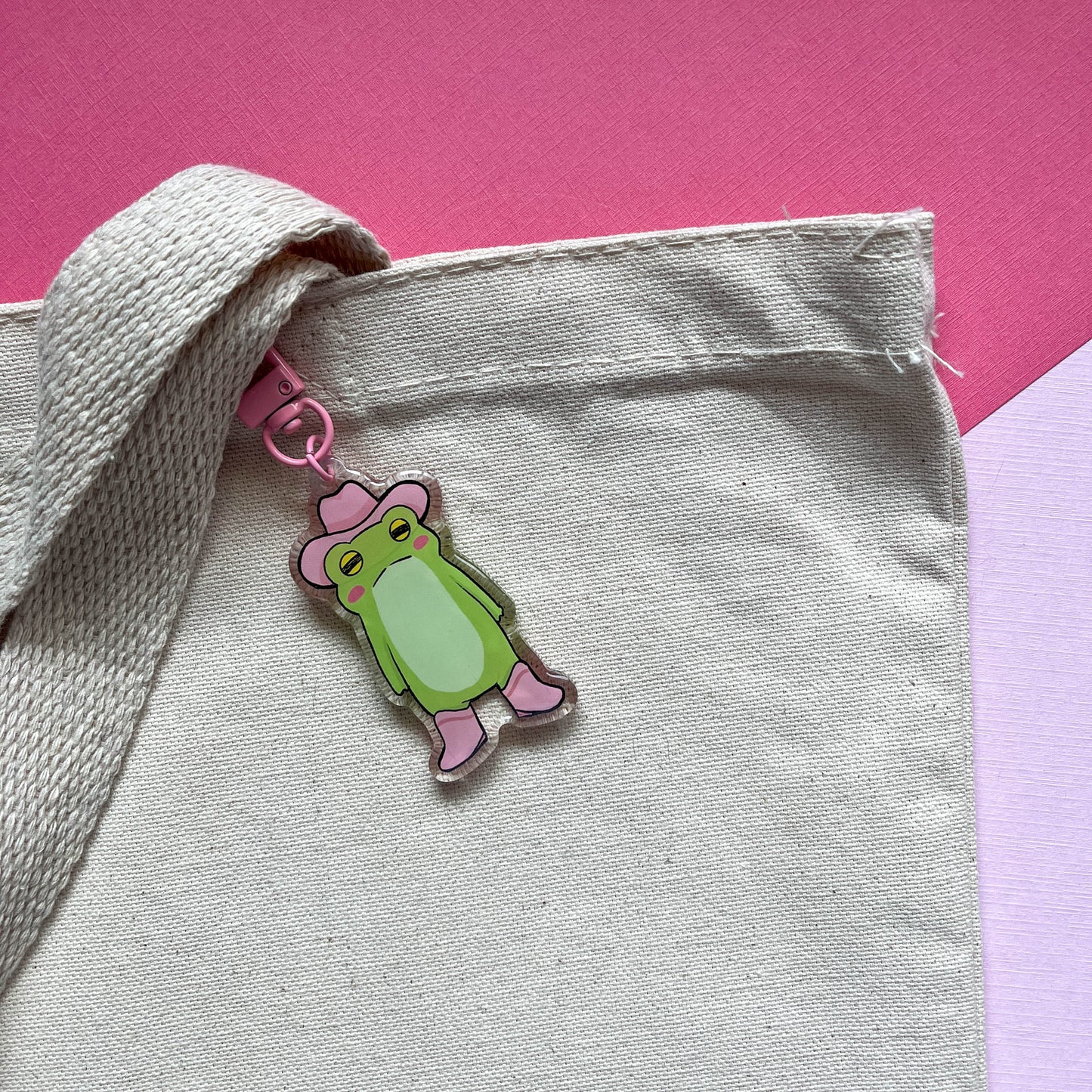 Pink Pony Frog Keychain