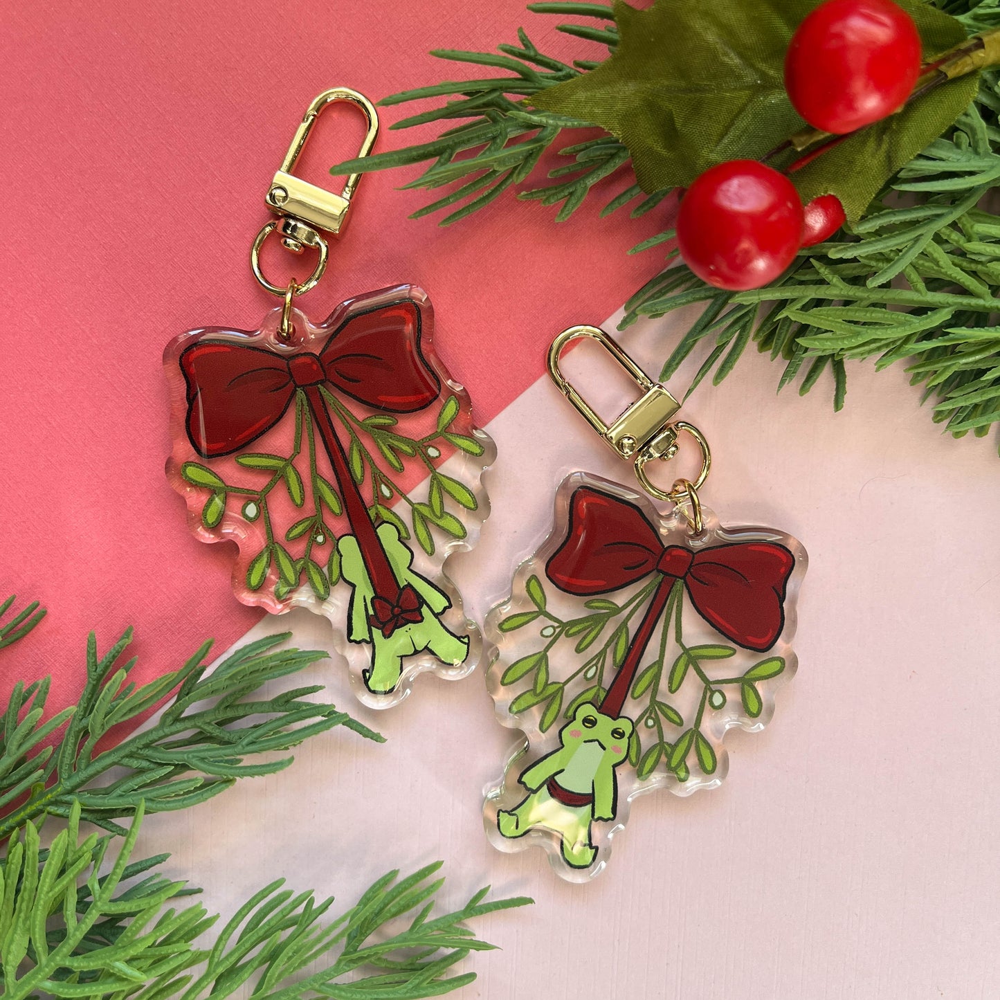 Mistletoe Frog Keychain