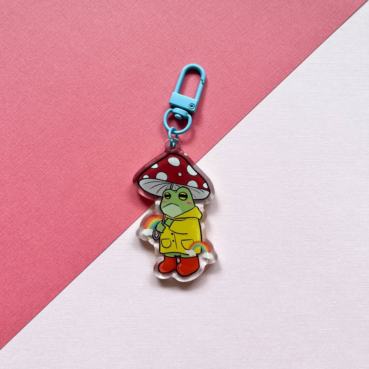 Mushroom Umbrella Frog Keychain