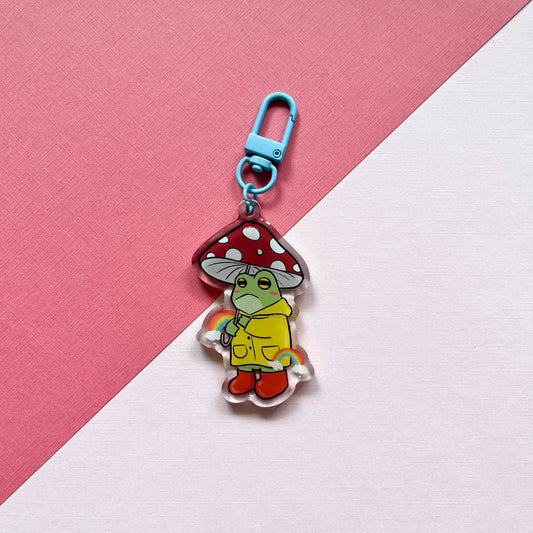 Mushroom Umbrella Frog Keychain