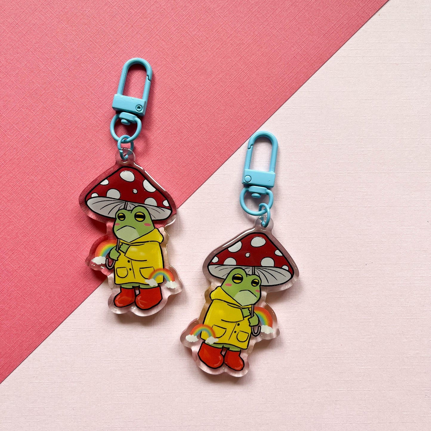 Mushroom Umbrella Frog Keychain
