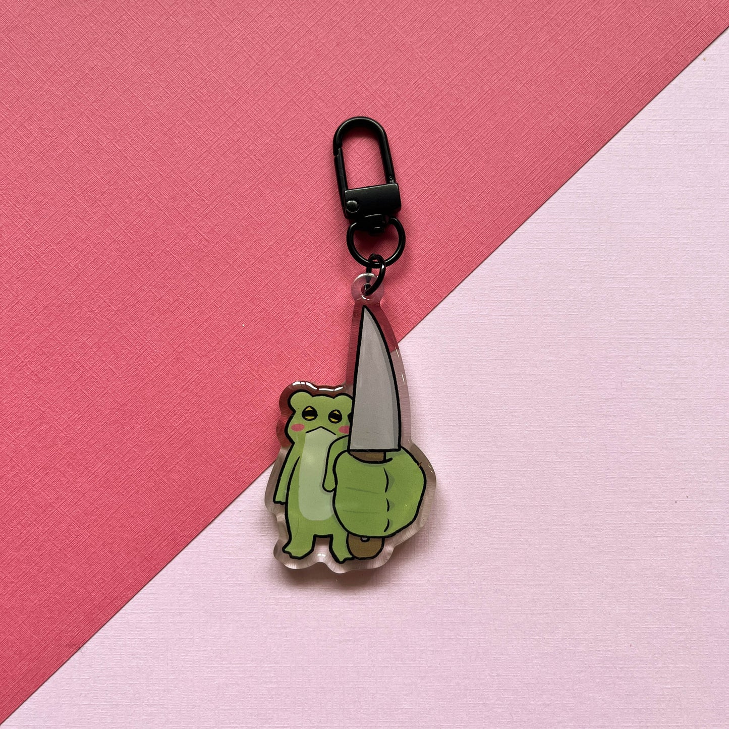 Frog with Big Knife Keychain