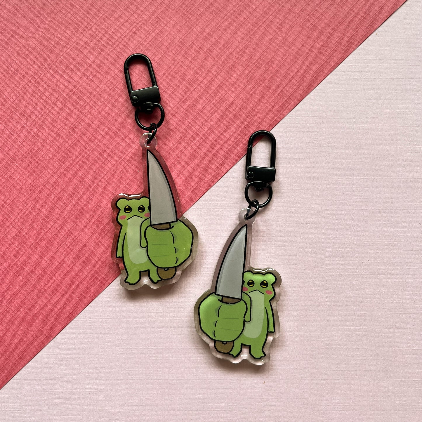 Frog with Big Knife Keychain