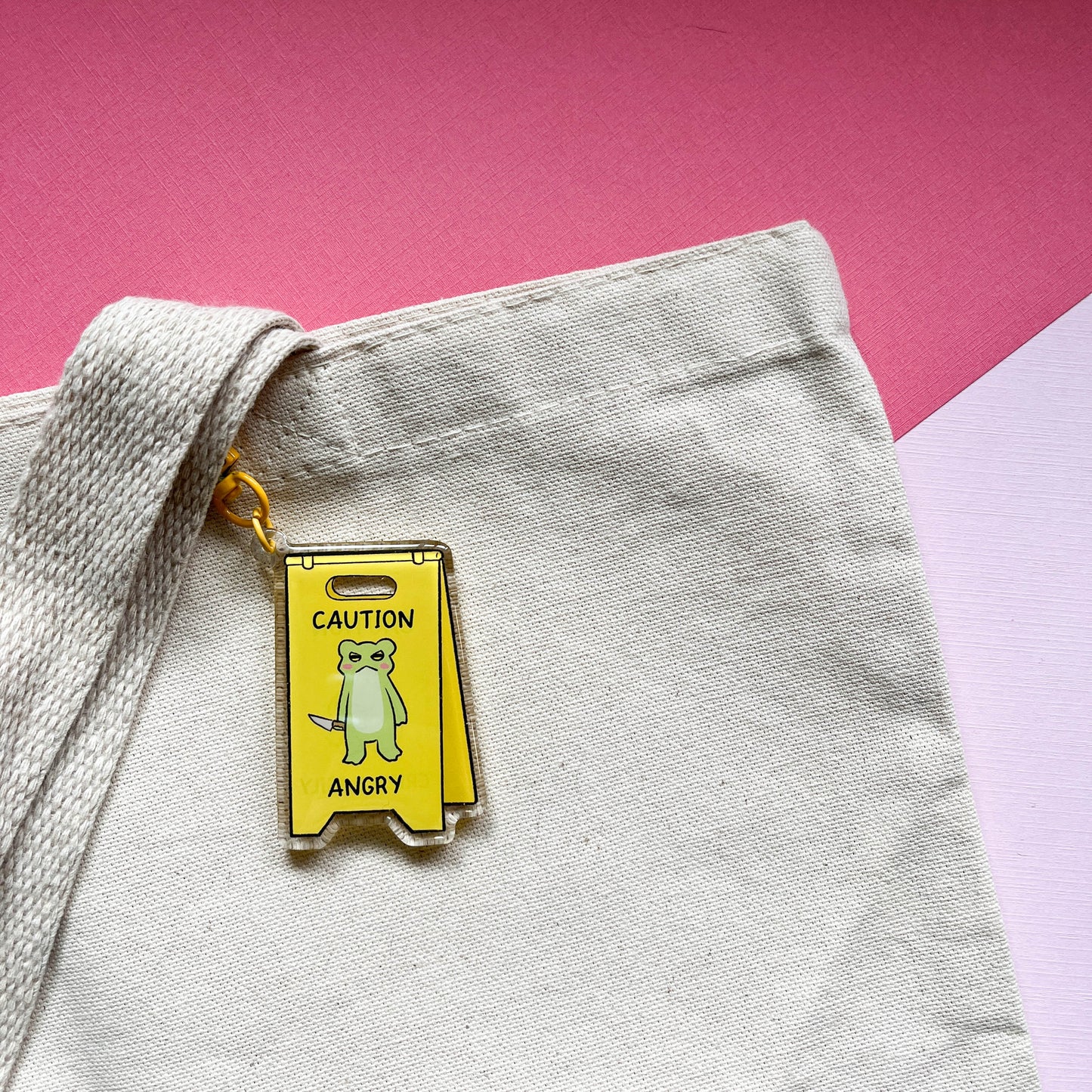 Caution Sign Frog Keychain