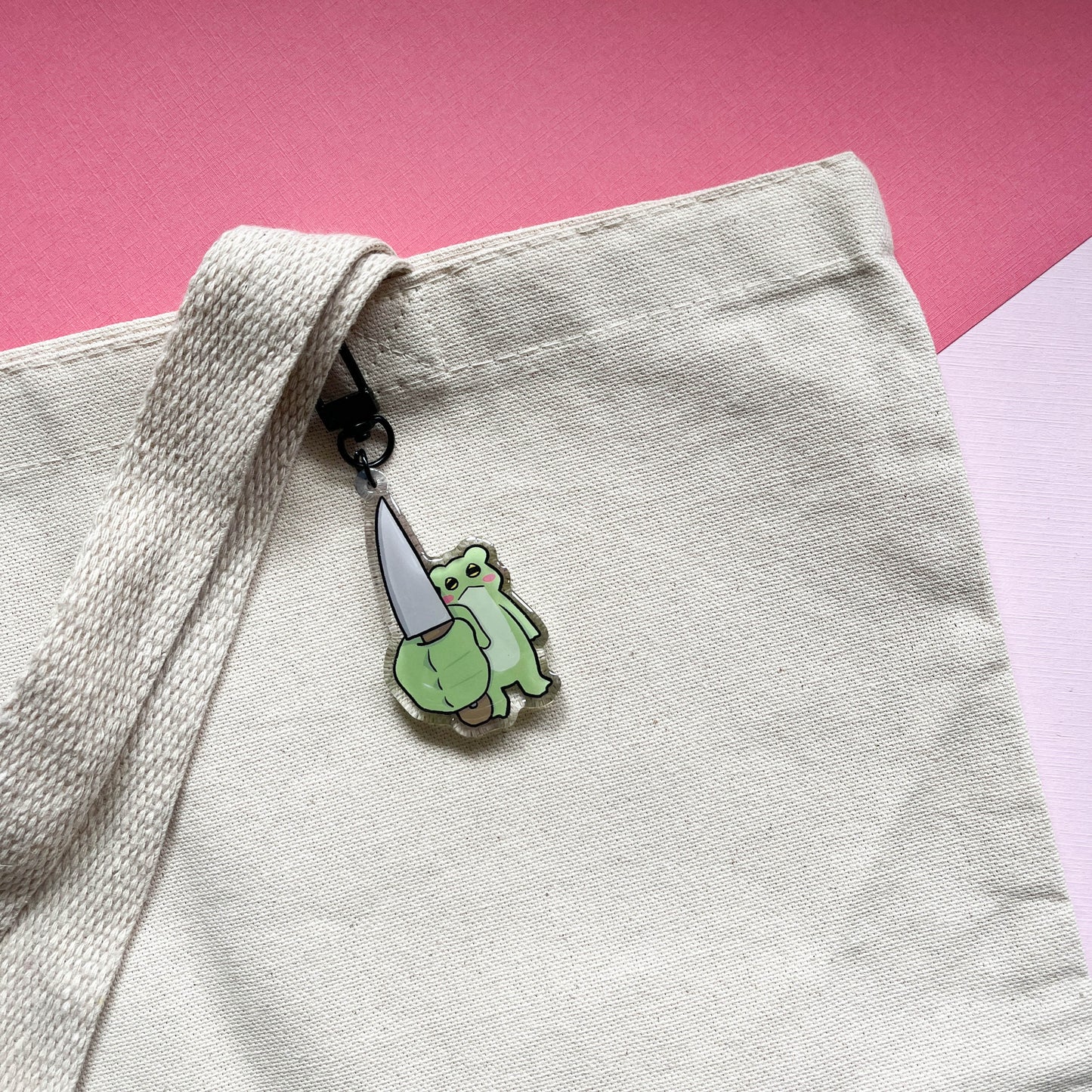 Frog with Big Knife Keychain