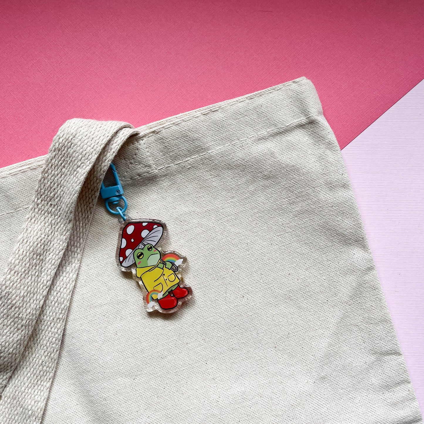 Mushroom Umbrella Frog Keychain