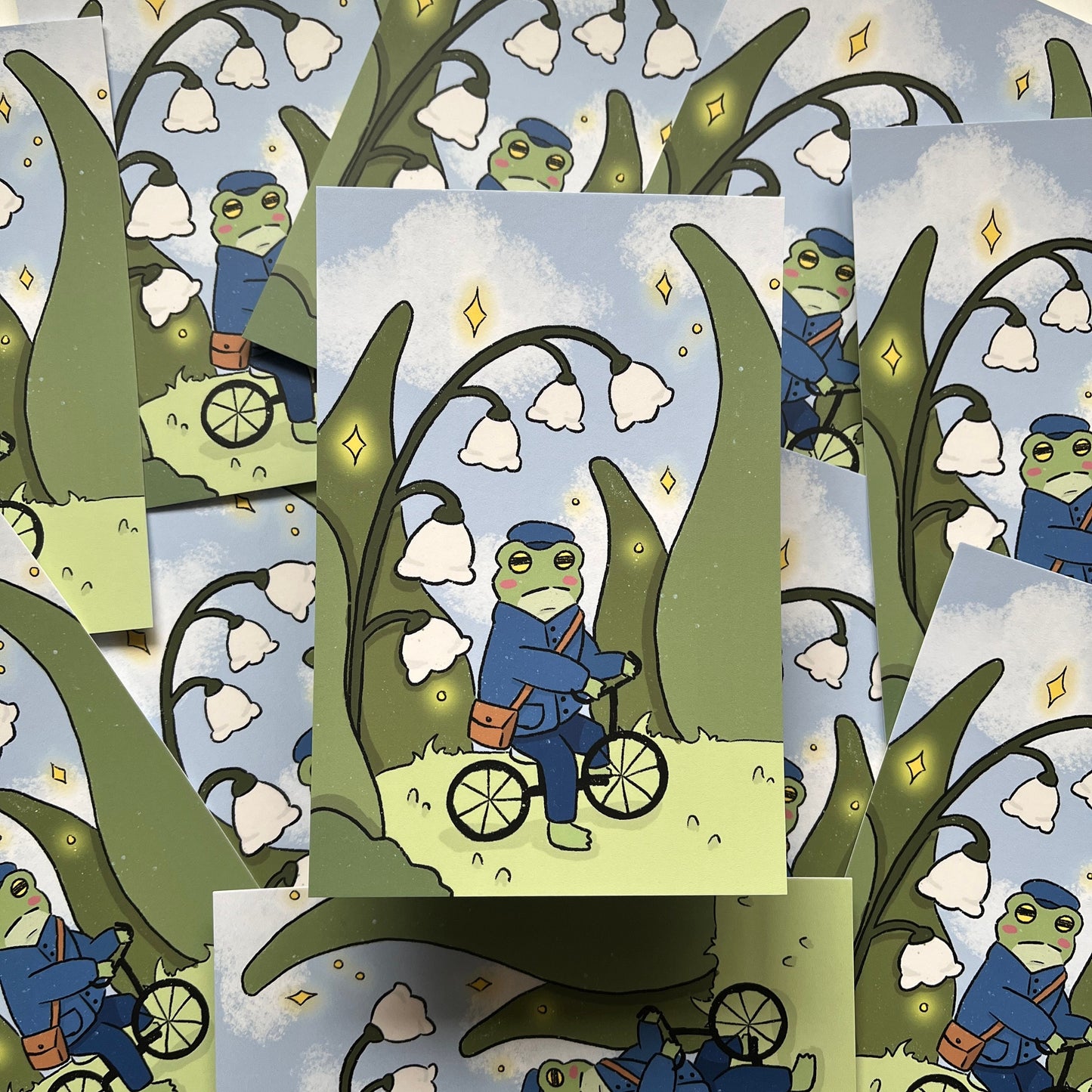 Frog Bicycle Through Garden Art Print