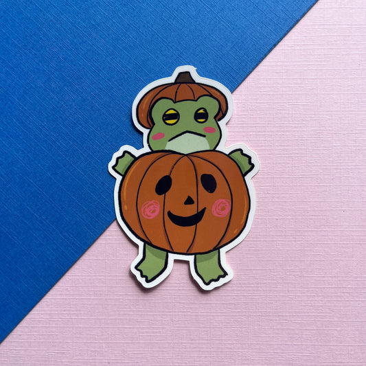Jack-O-Lantern Frog Sticker