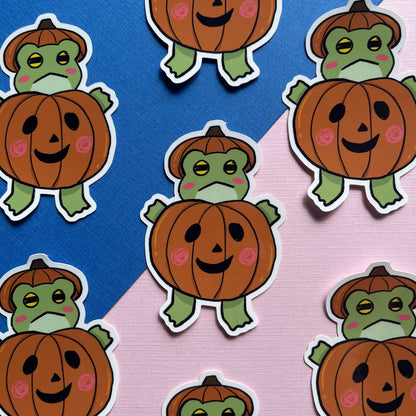 Jack-O-Lantern Frog Sticker
