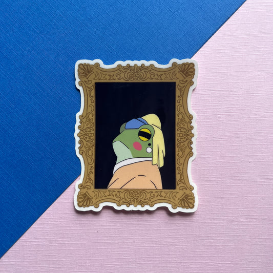 Frog with a Pearl Earring Sticker