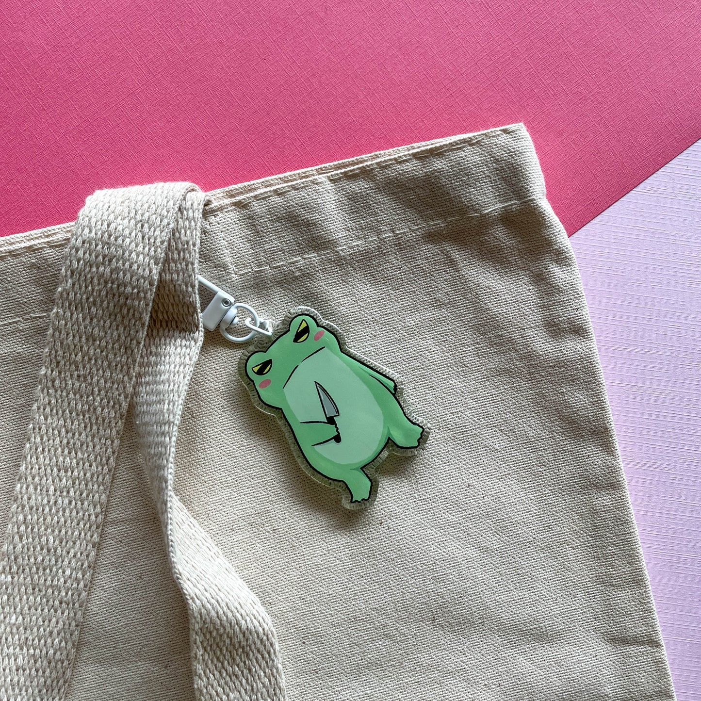 Frog With Knife Keychain