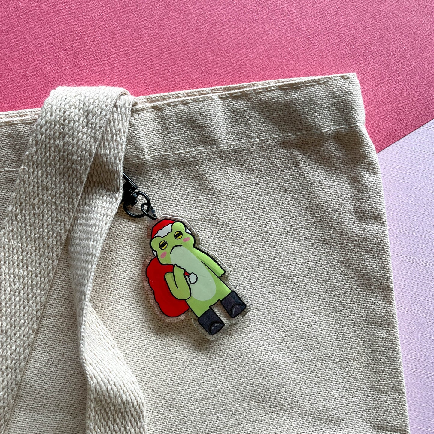 Santa Claus Frog Keychain