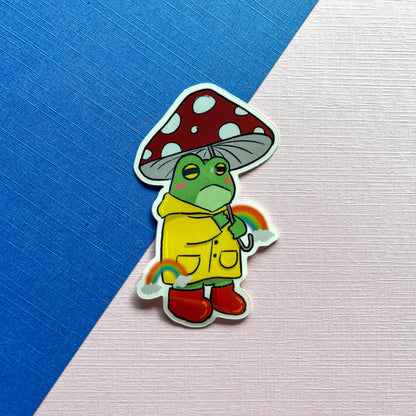 Rainy Frog Mushroom Umbrella Sticker