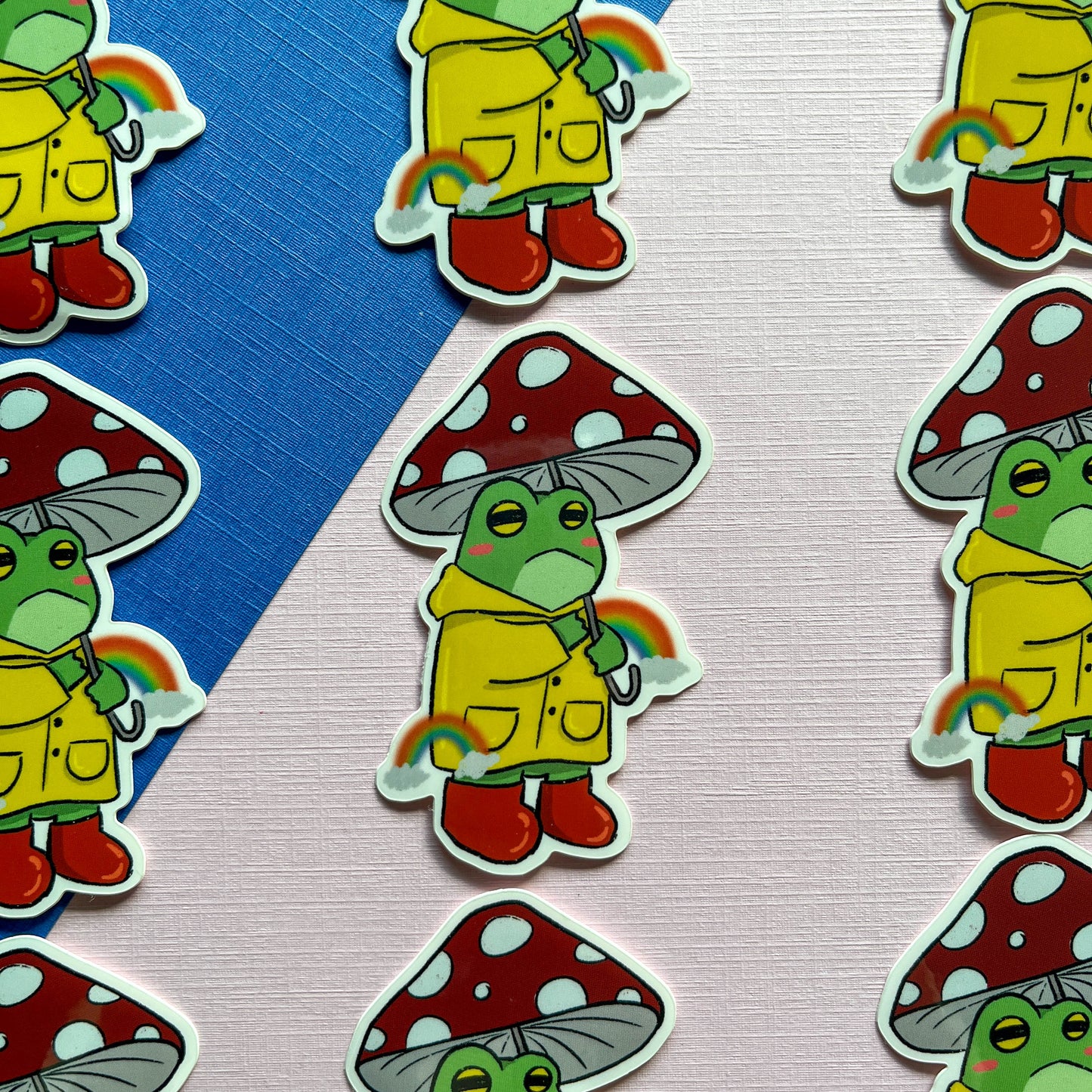 Rainy Frog Mushroom Umbrella Sticker