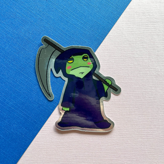 Grim Reaper Frog Mirror Sticker