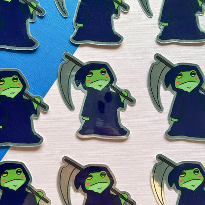 Grim Reaper Frog Mirror Sticker
