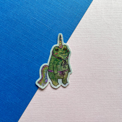 Sparkly Unicorn Frog Sticker