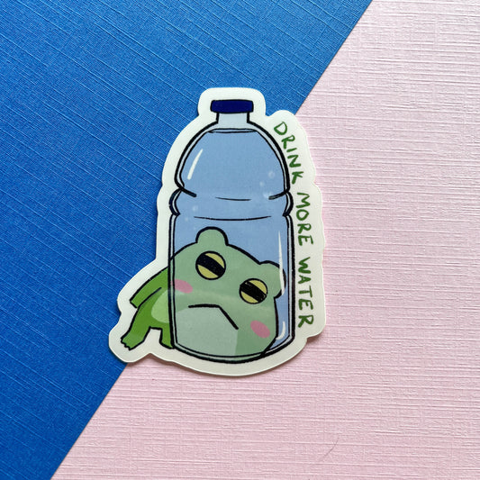 Drink More Water Frog Sticker