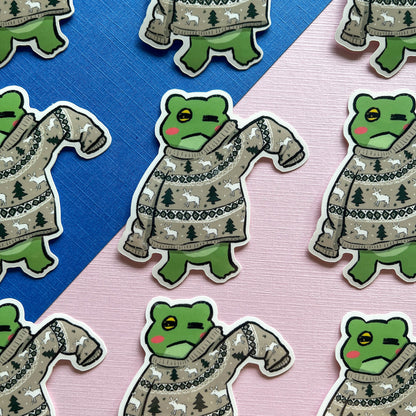 Cozy Winter Sweater Frog Sticker