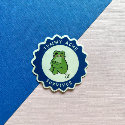 Transparent Tummy Ache Survivor Frog Sticker