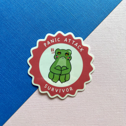 Transparent Panic Attack Survivor Frog Sticker