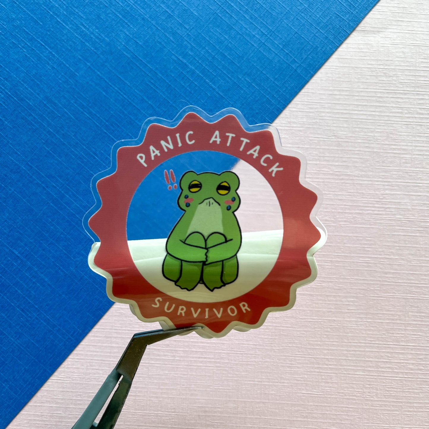 Transparent Panic Attack Survivor Frog Sticker