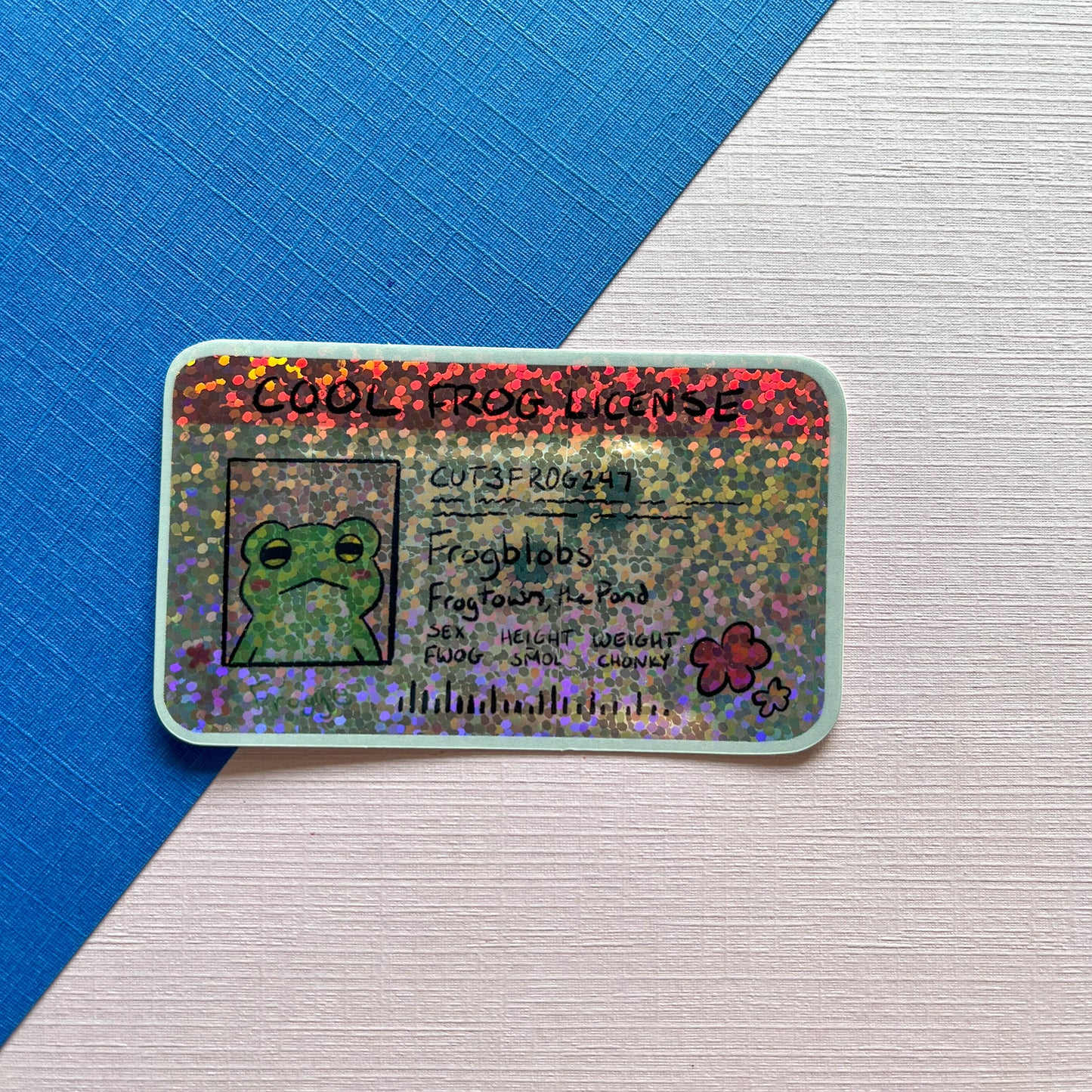 Sparkly Cool Frog License Sticker