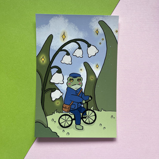 Frog Bicyle Through Garden Art Print