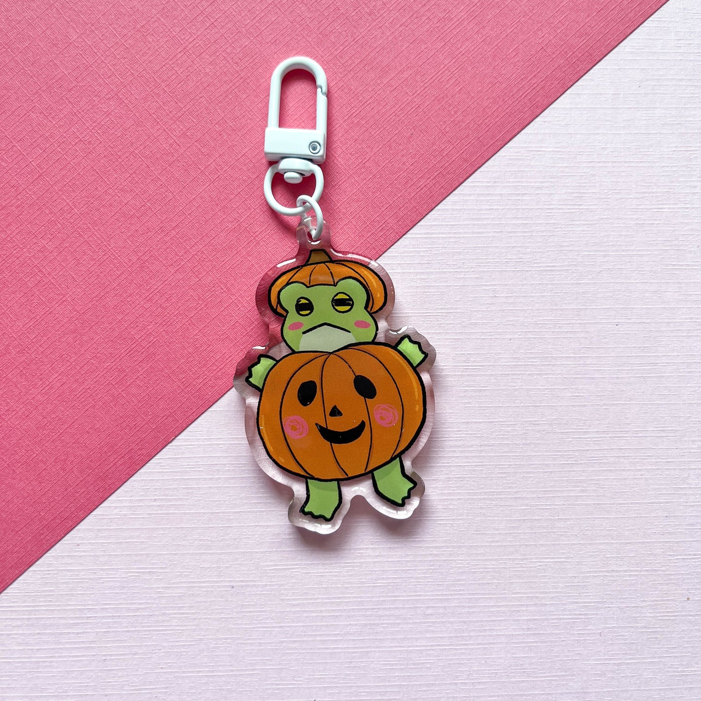 Jack-O-Lantern Frog Keychain