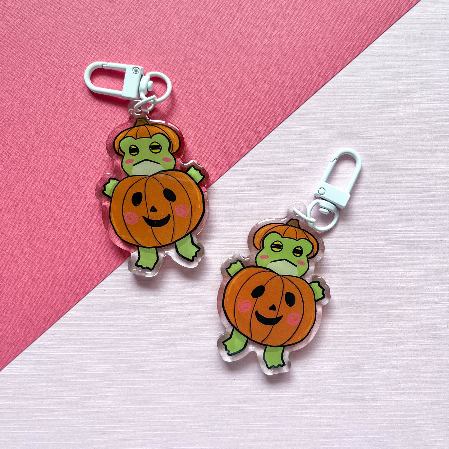 Jack-O-Lantern Frog Keychain