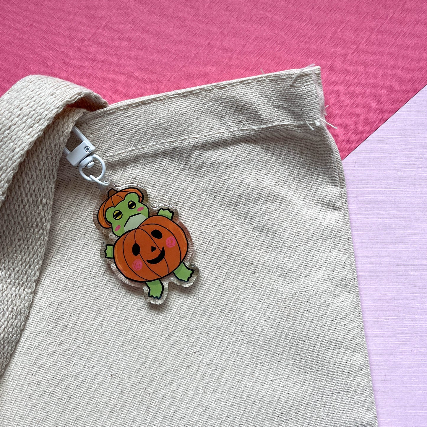 Jack-O-Lantern Frog Keychain