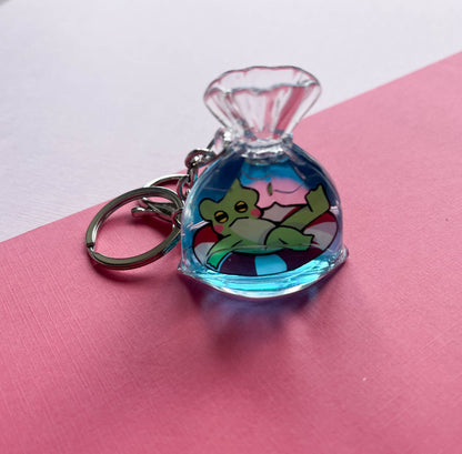 Floating Frog Liquid Keychain