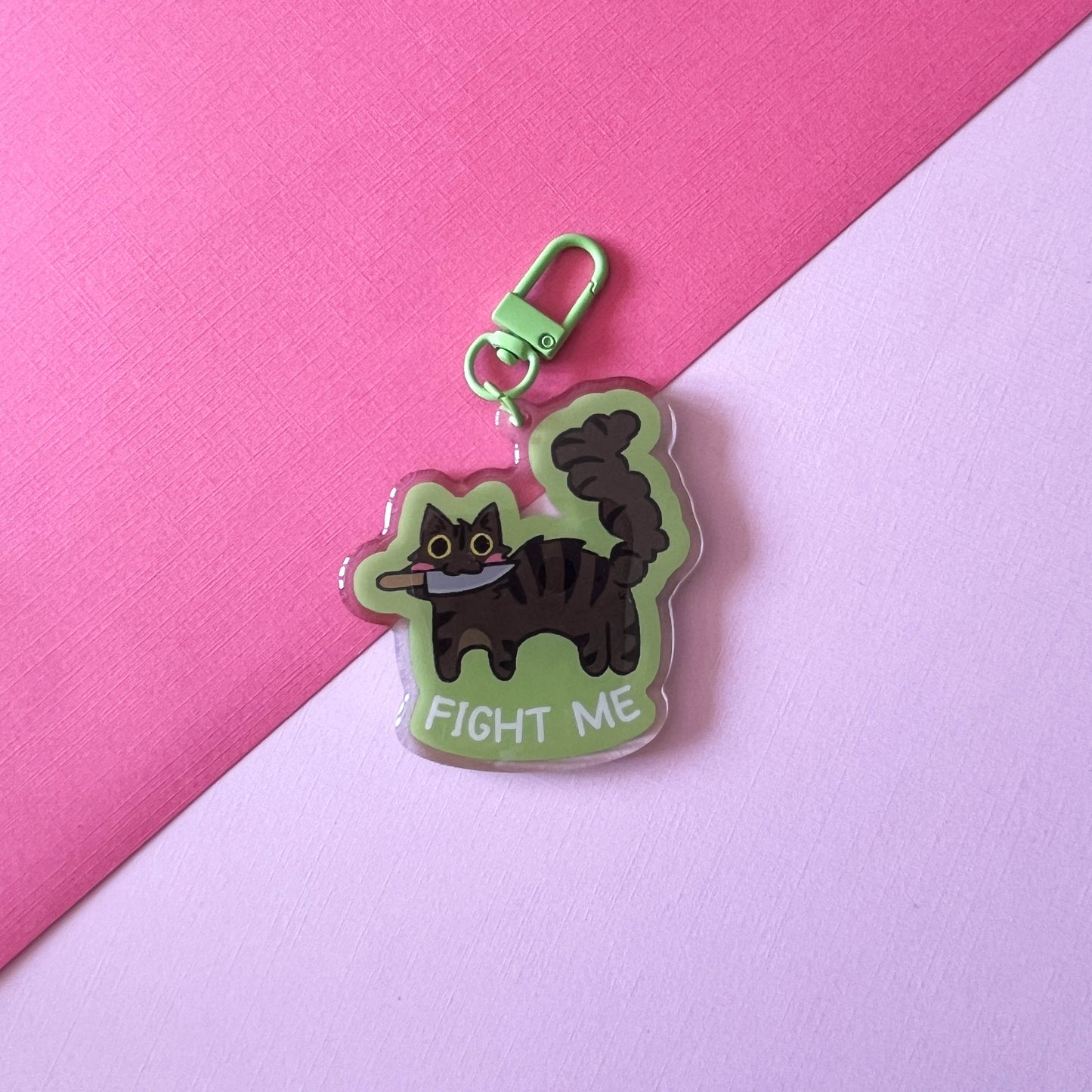 Fight Me Cat Keychain