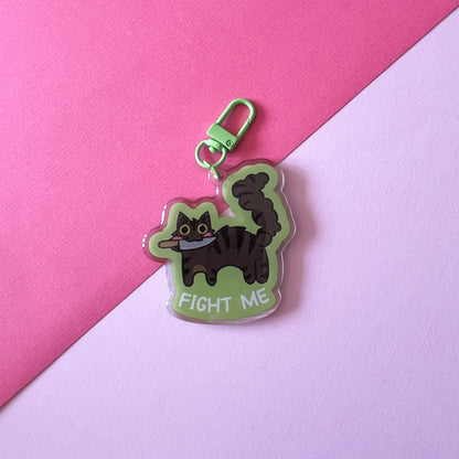 Fight Me Cat Keychain