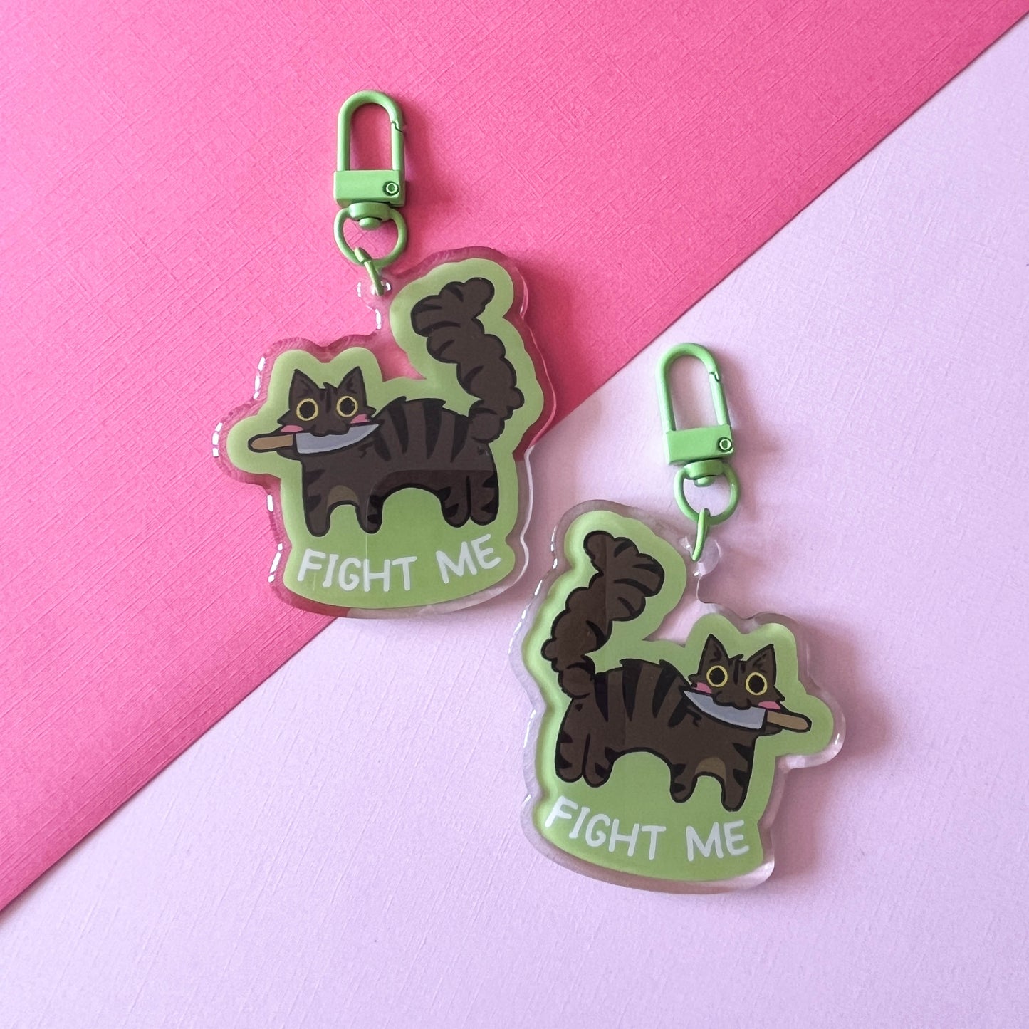 Fight Me Cat Keychain