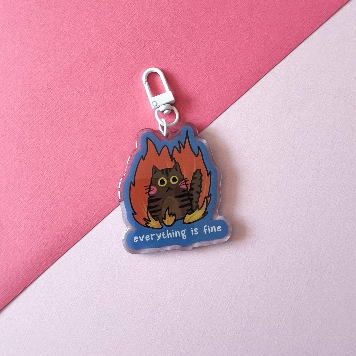Everything is Fine Cat Keychain