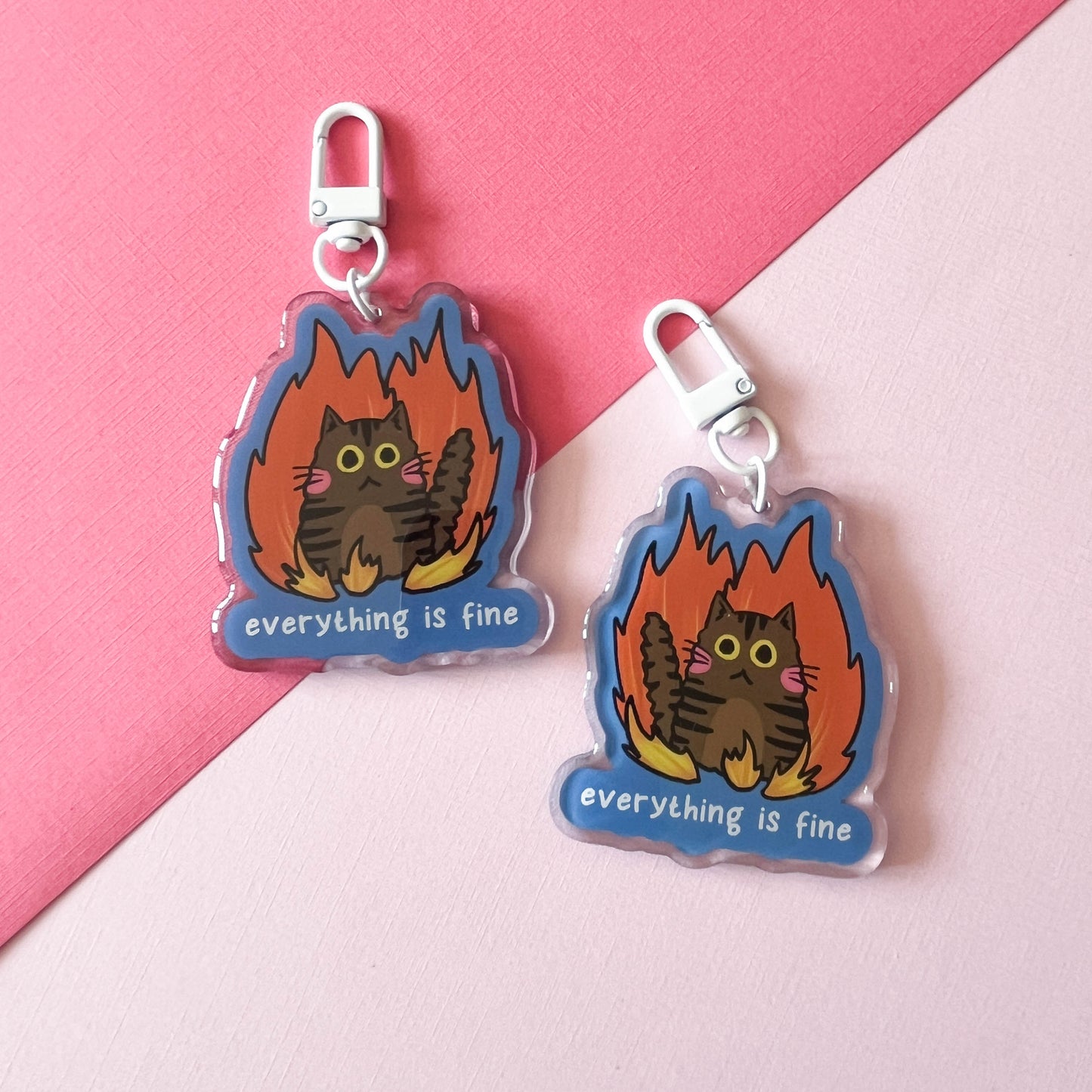 Everything is Fine Cat Keychain