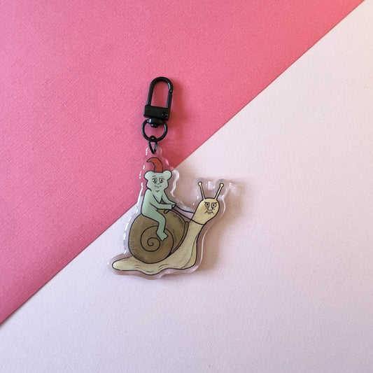 Medieval Frog on Snail Keychain