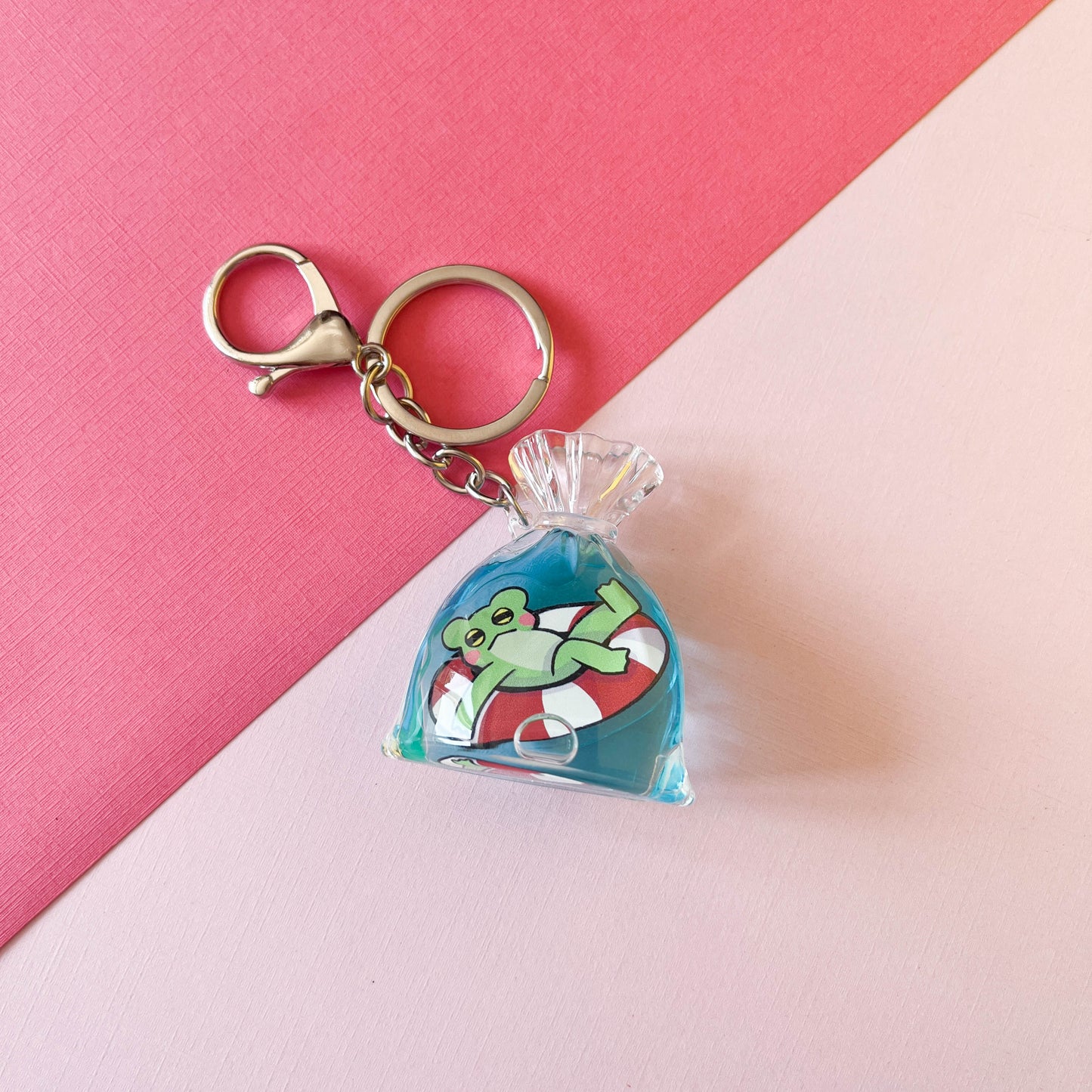 Floating Frog Liquid Keychain
