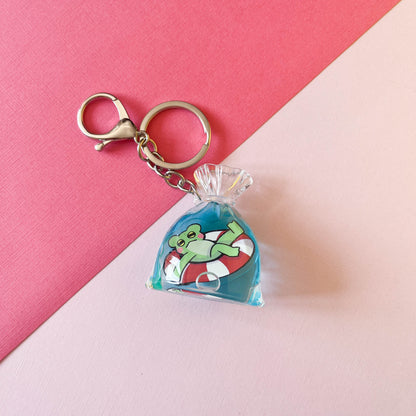 Floating Frog Liquid Keychain