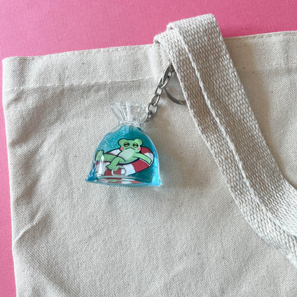 Floating Frog Liquid Keychain
