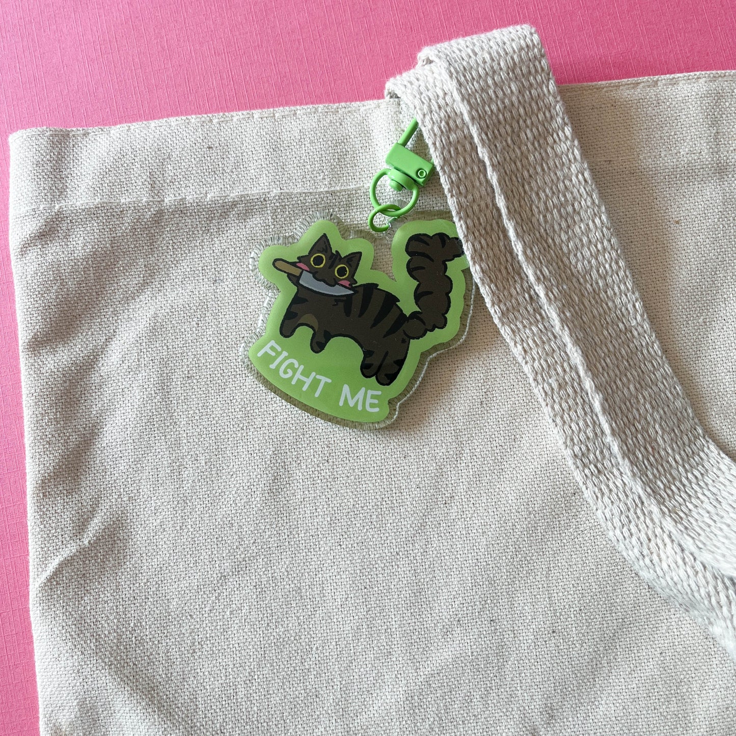 Fight Me Cat Keychain