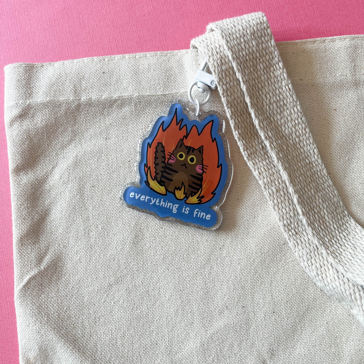 Everything is Fine Cat Keychain