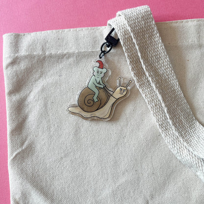 Medieval Frog on Snail Keychain