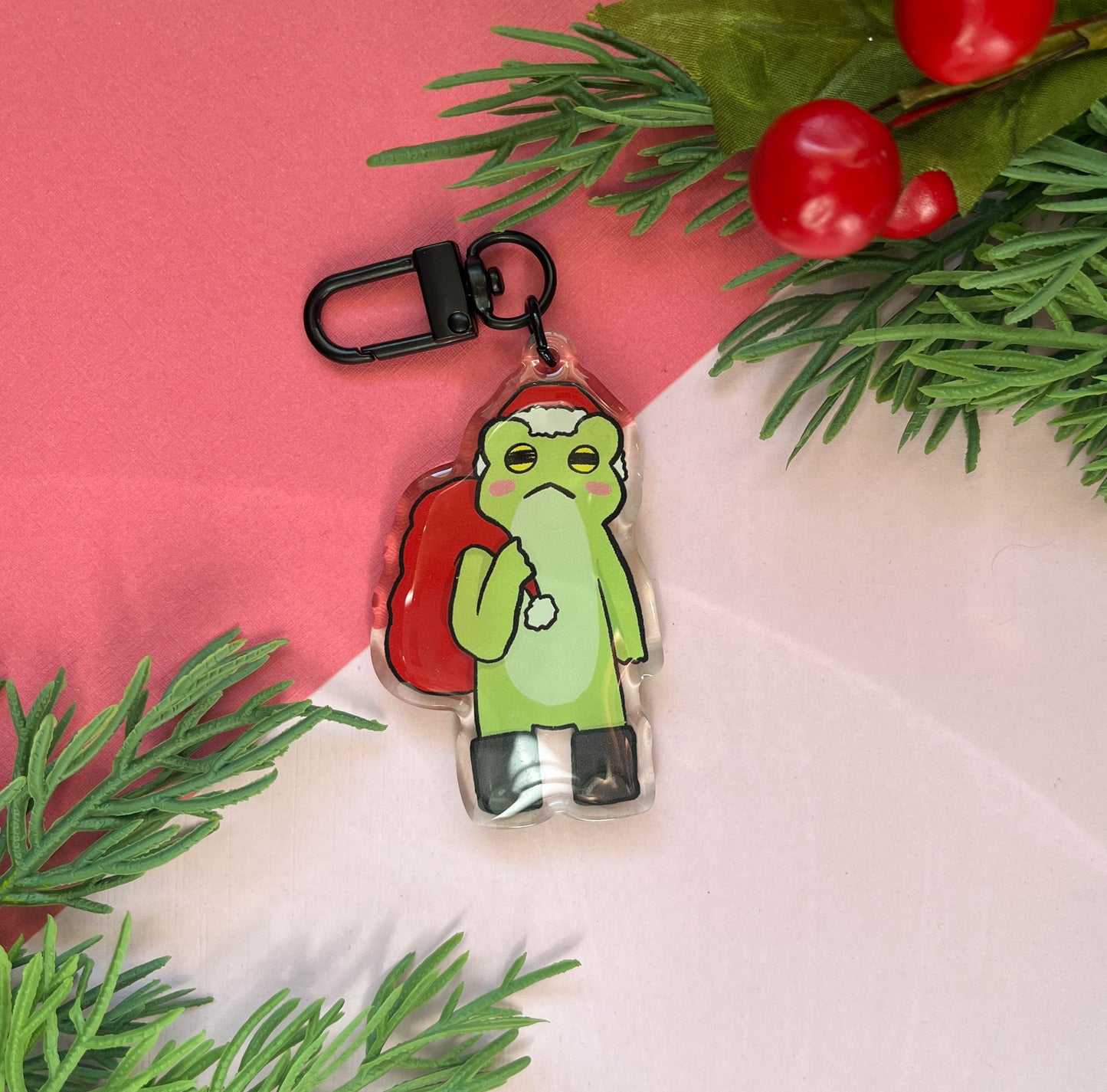 Santa Claus Frog Keychain