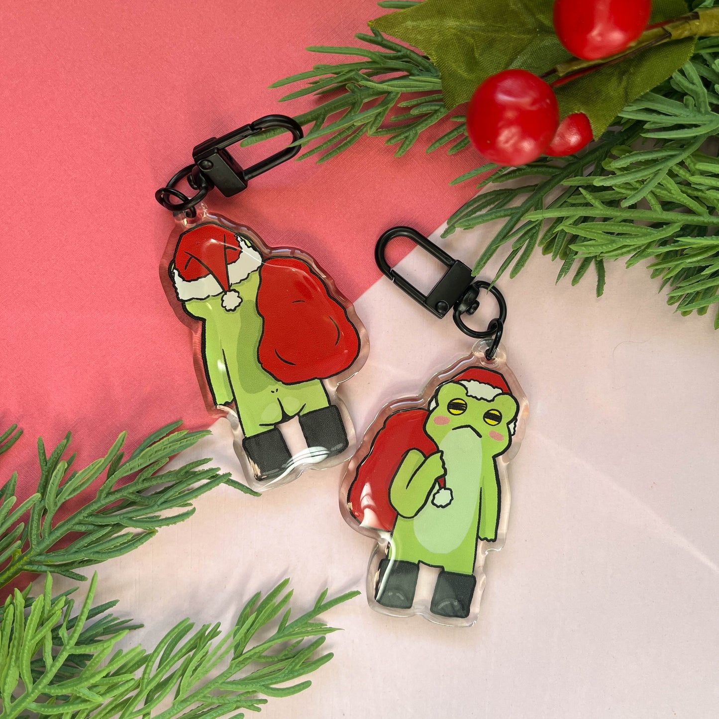 Santa Claus Frog Keychain