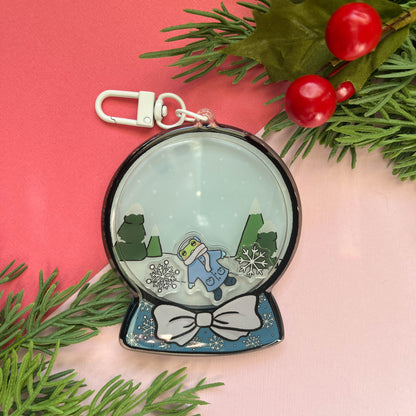 Frog Snowglobe Winter Wonderland Shaker Keychain