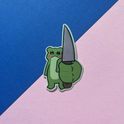 Frog with Big Knife Sticker