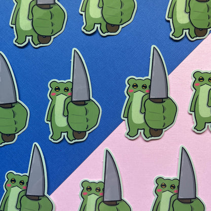 Frog with Big Knife Sticker